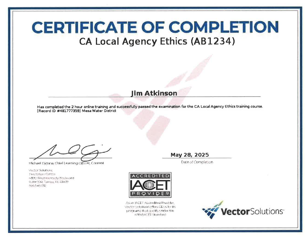 Atkinson Ethics Certificate