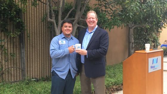 man accepting award